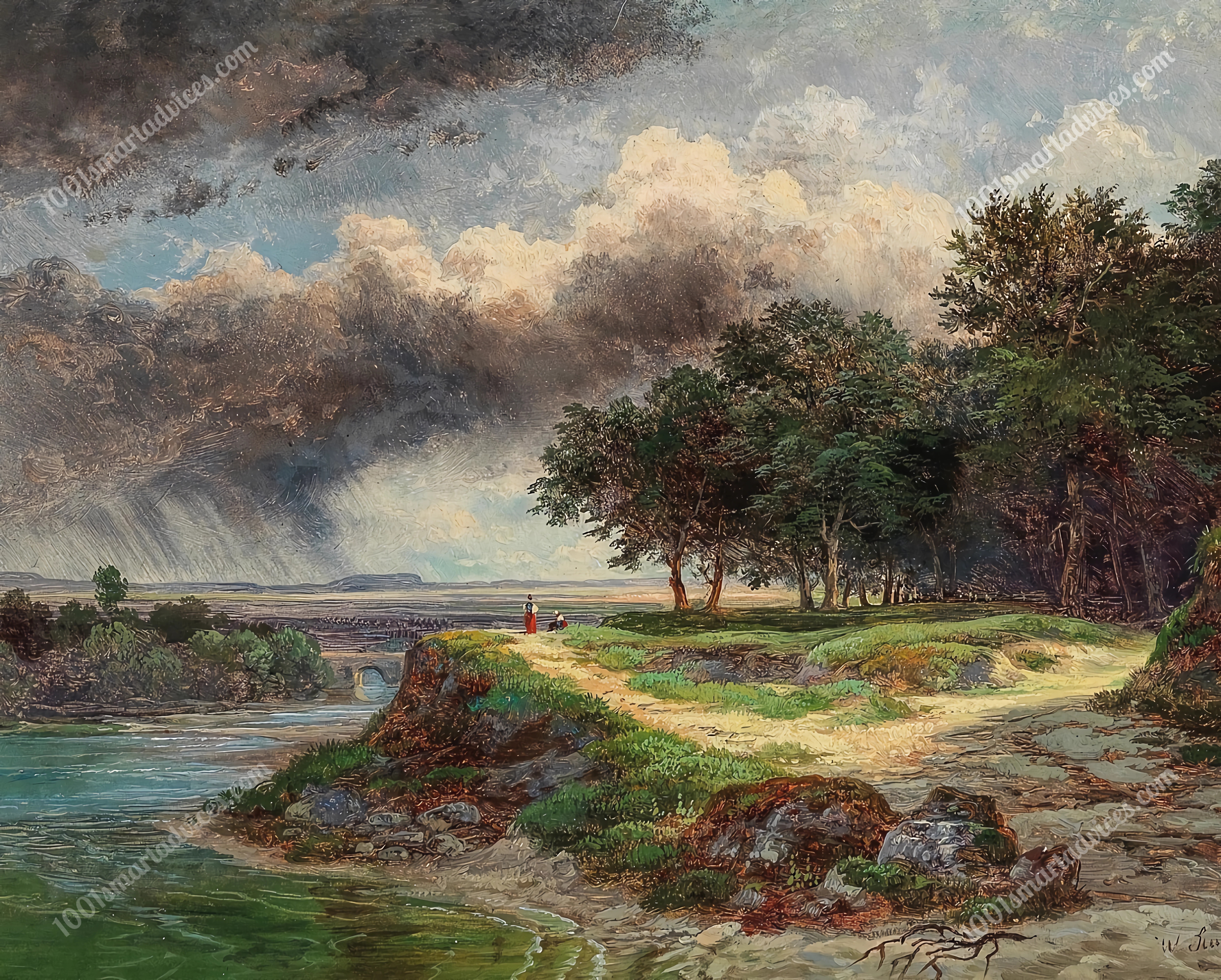 A Vast River Landscape on a Rainy Day