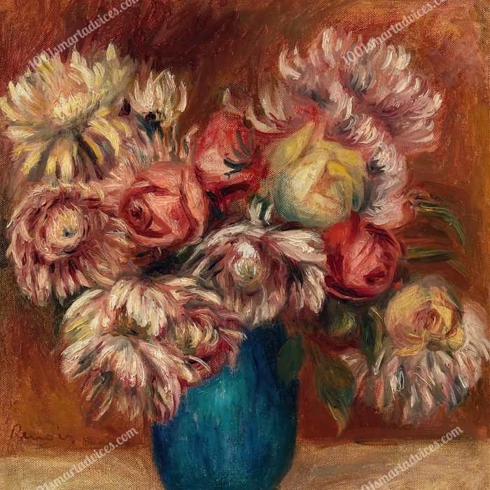 Flowers in a Green Vase by Pierre-Auguste Renoir