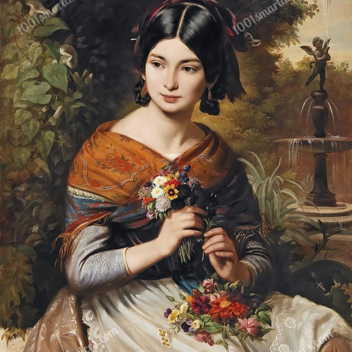 Girl with flowers by József Borsos