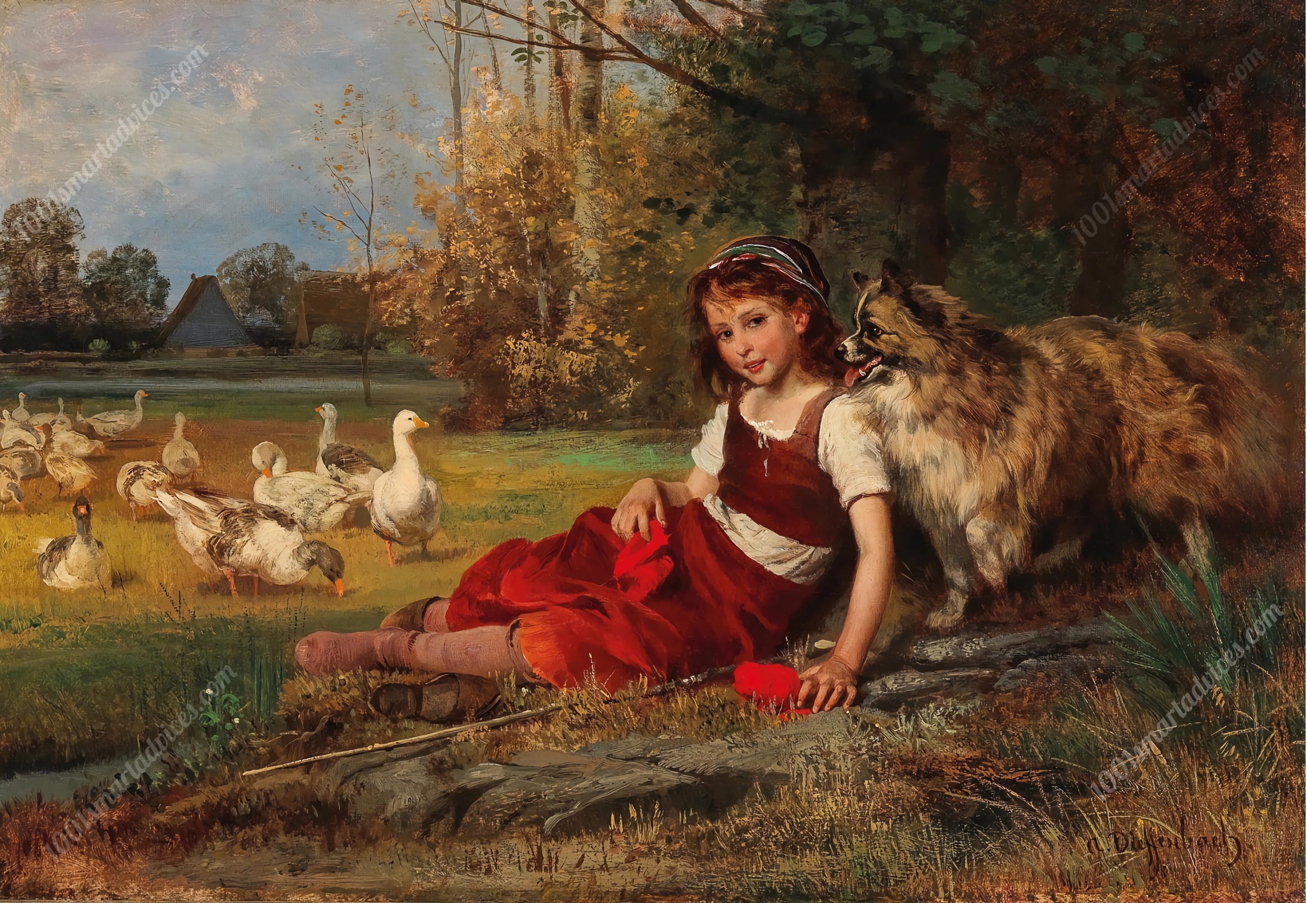 A Young Goose Girl Resting