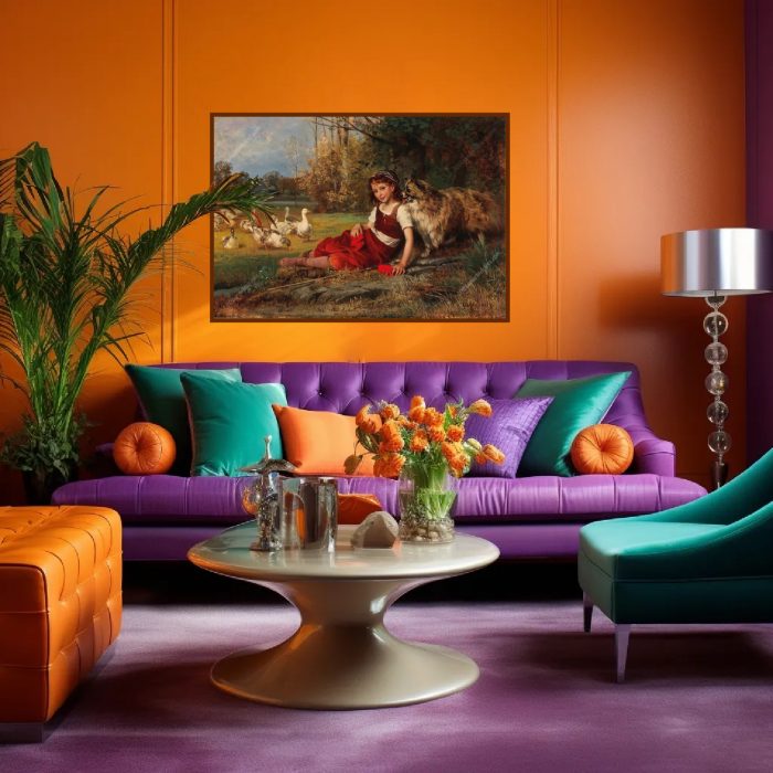 A Young Goose Girl Resting by Anton Dieffenbach