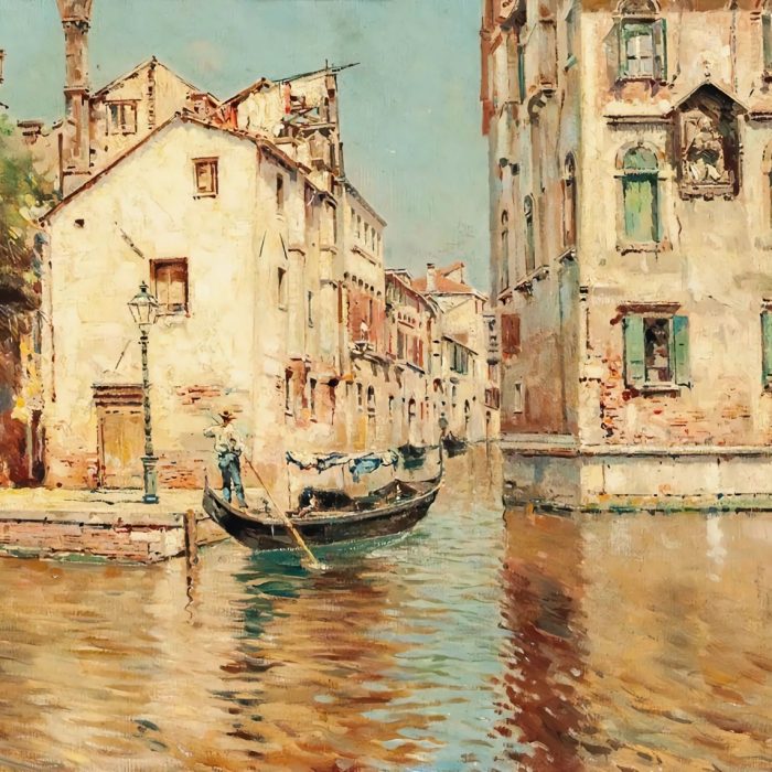 A gondolier on a Venetian backwater by Antonio María de Reyna Manescau