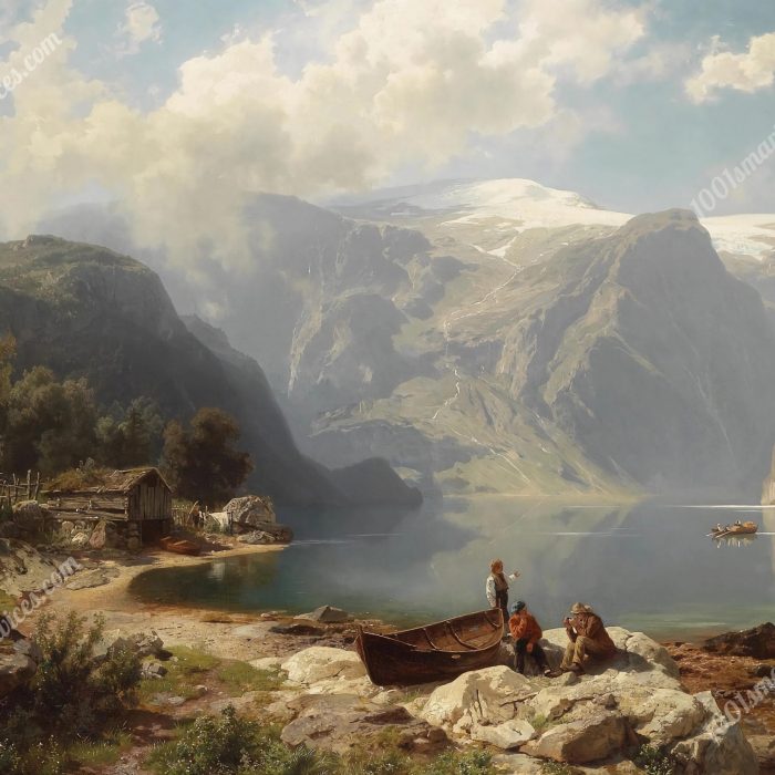 Sunny Day on a Norwegian Fjord by August Wilhelm Leu