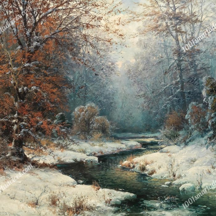 Winterliche Flusslandschaft by Adolf Kaufmann