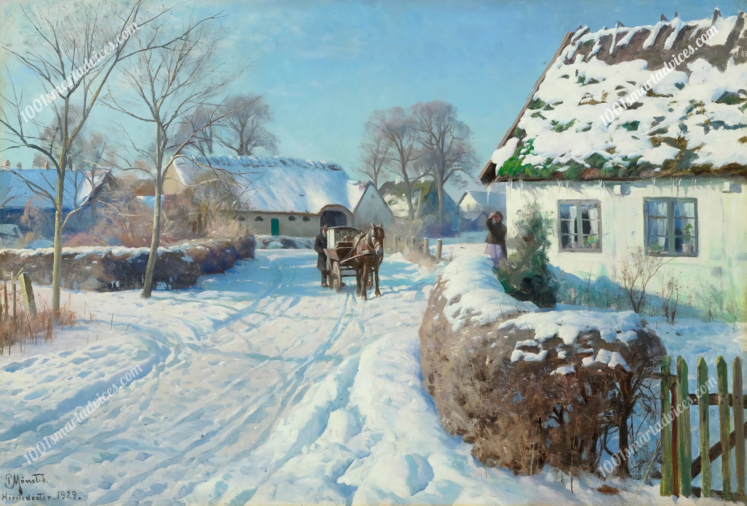 A village in the snow