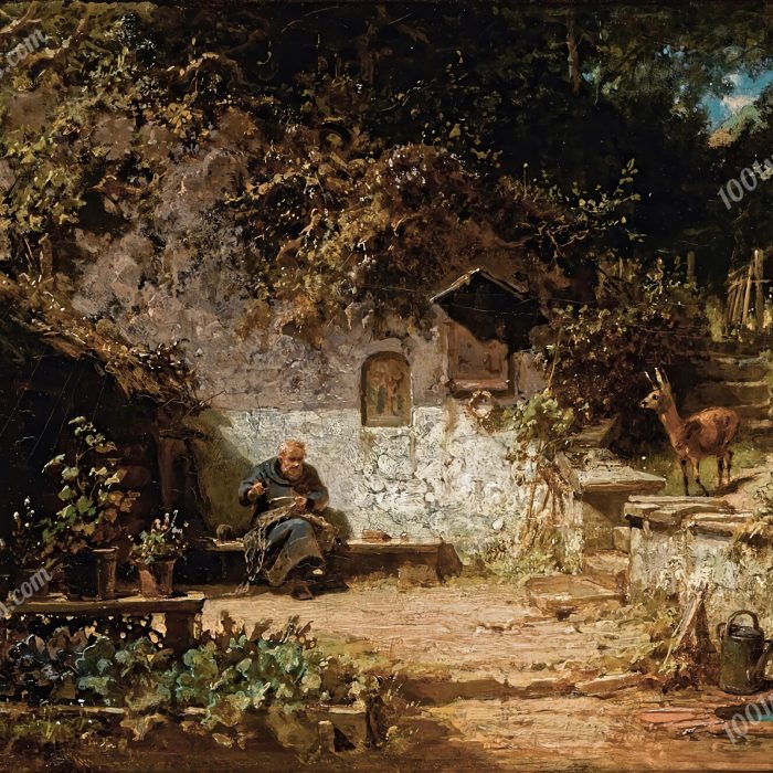 Hermit Mending His Nets by Carl Spitzweg
