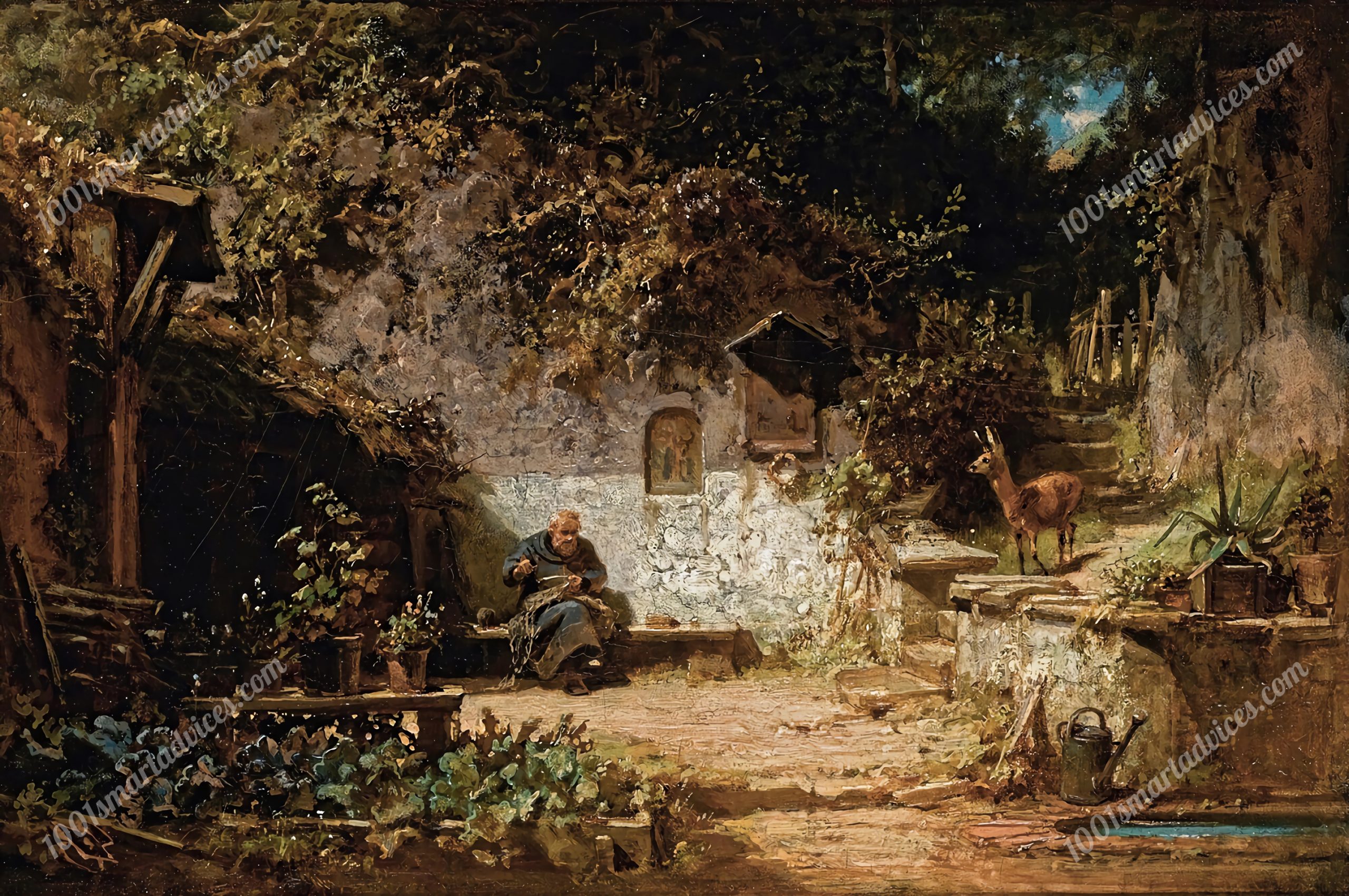 Hermit mending his nets