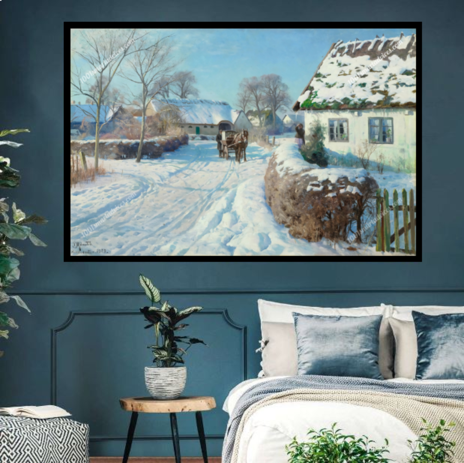 A Village in the Snow by Peder Mork Monsted - Image 5