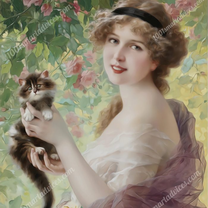 Son Petit Chaton (Her Little Kitten) by Emile Vernon