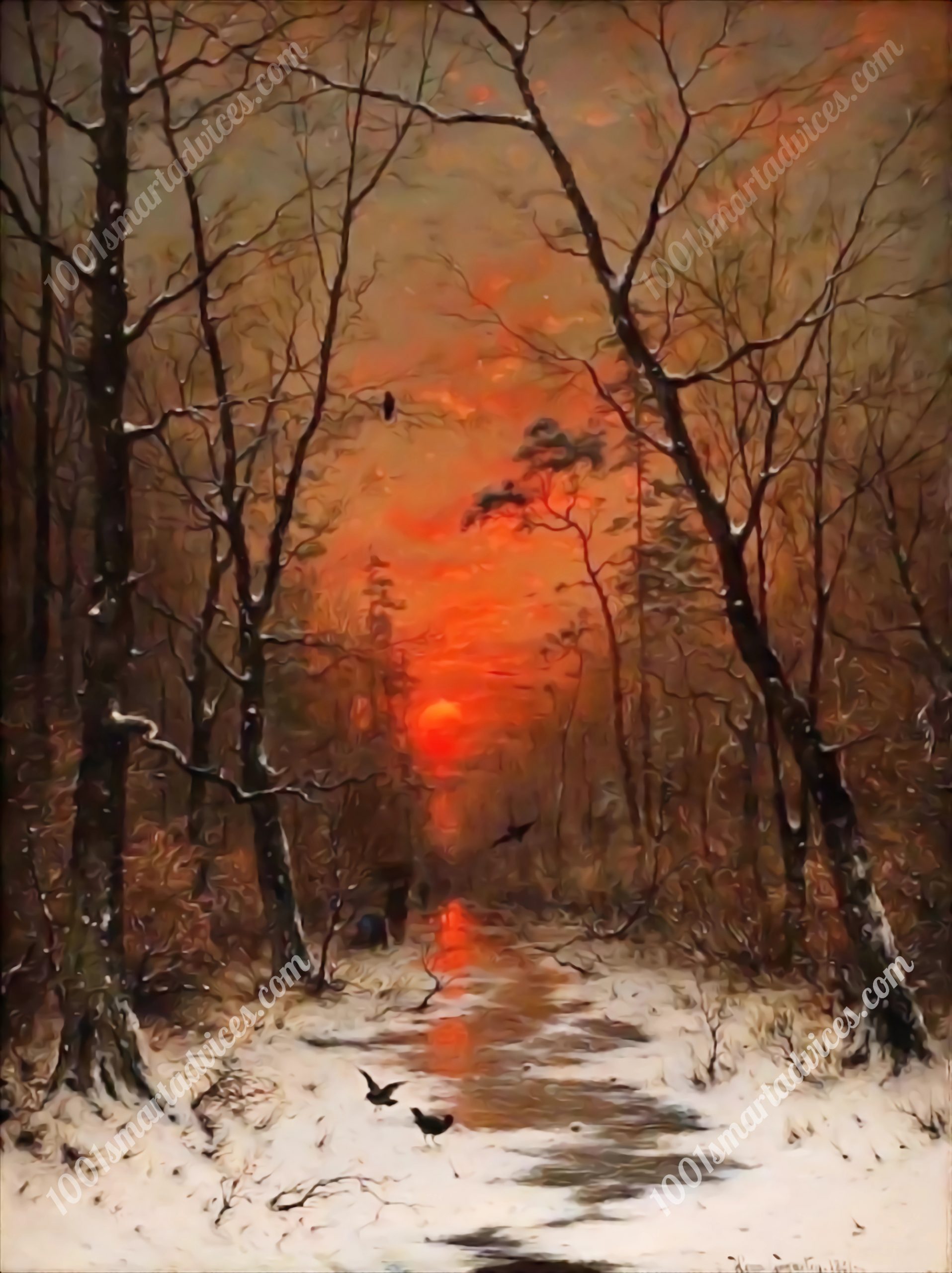Sunset over the Winter Forest